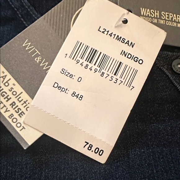 #24 ☑️Wit & Wisdom /Democracy Indigo HighRise Itty Bitty Boot Ab Solutions Jean - Picture 15 of 15